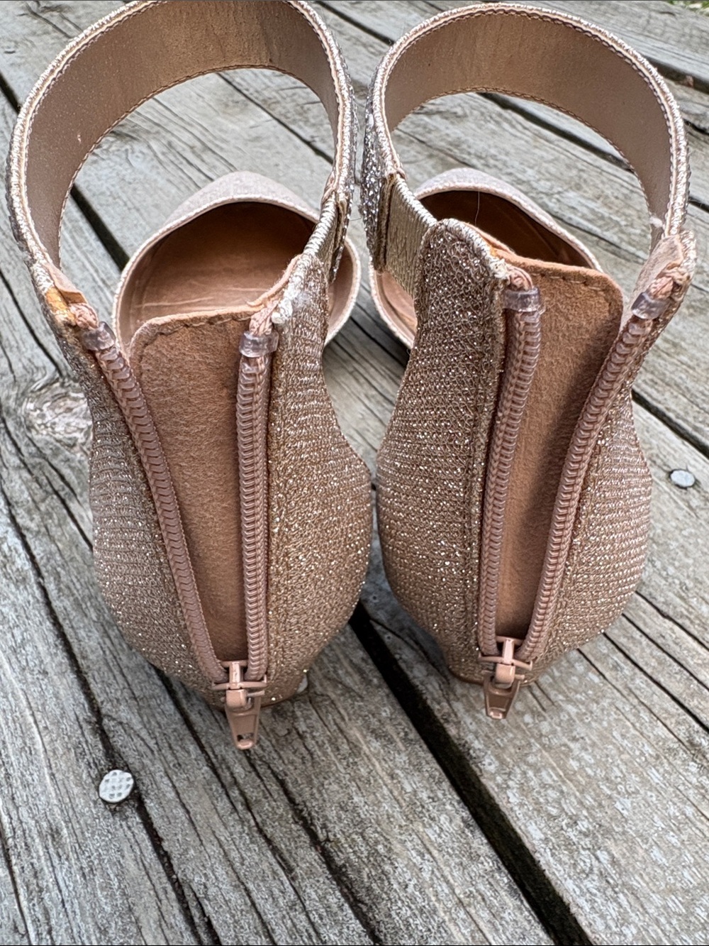 Dream Pairs Pointed Ankle-Strap Flats in Metallic Rose Gold, Size 10 - Picture 8 of 10